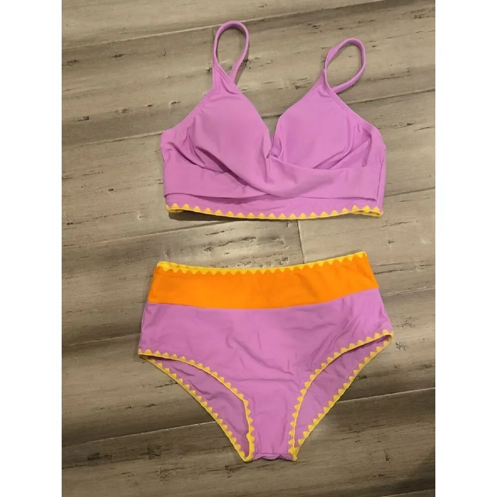 Kids Two-Piece Lavender and Orange Swim Set
